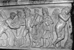 Fig. 4: Saint. Aignan Sarcophagus (right section, front panel). Photo by author. To Ulpia Cyrilla most loving and only daughter, aged 22 years and 5 months a most unfortunate mother.