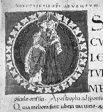 Fig. 2: Valenciennes, Bibl. Mun. ms. 10 fol. 1132., Christ and the Church.
