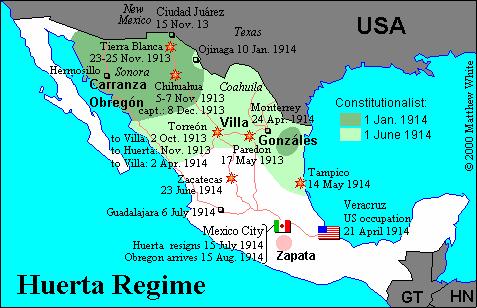 Carranza Forces: General Obregon Drives Villa and Zapata Forces North (1915) 527 When Obregon was strengthened in his forces, he came up to Mexico City, driving out the Villistas and Zapatistas to