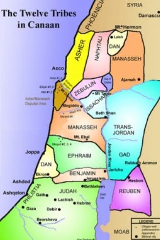 Areas of the 12 Tribes (After the Book of Judges; 300 years later) Let s focus on the