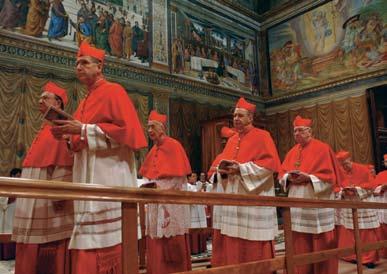 24 POPE BENEDICT XVI Cardinals walk in procession to the Vatican s Sistine Chapel to begin the papal conclave on April 18, 2005.