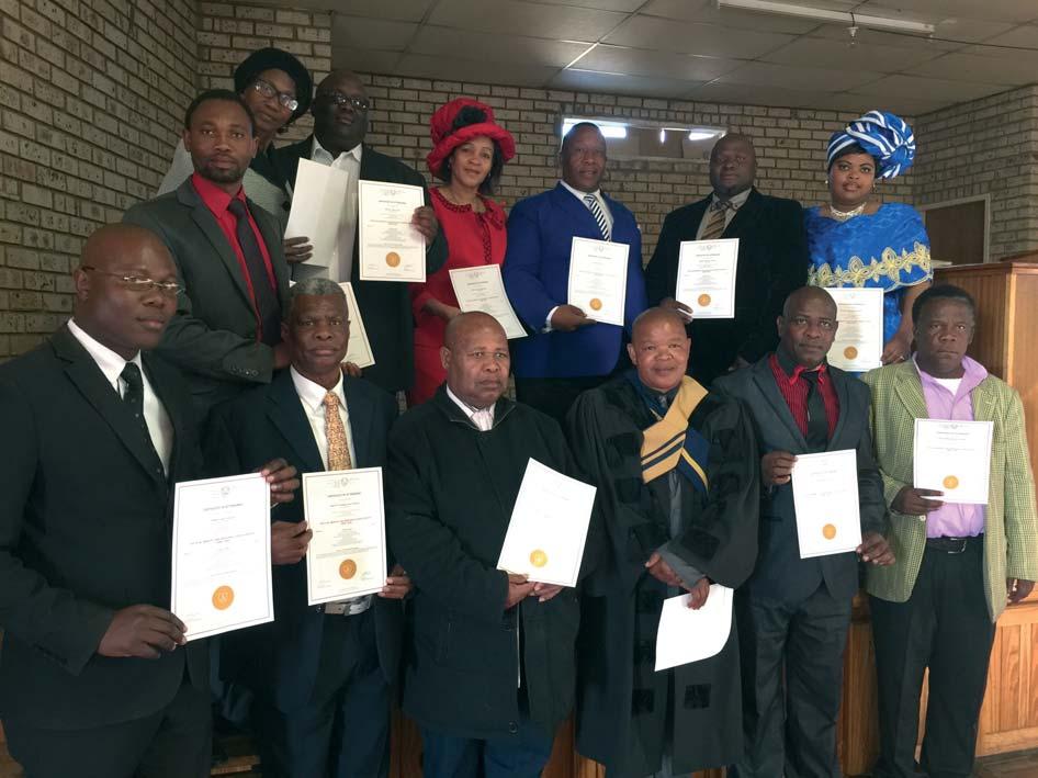 Rev. Clement Modise (fourth from the bottom) with his group of students who completed the short-learning programme The Plan.