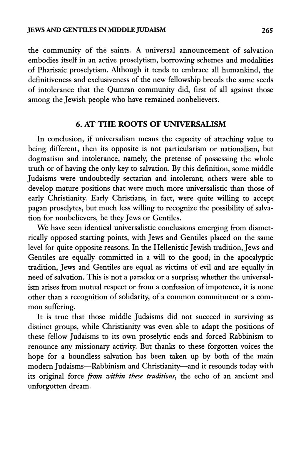 JEWS AND GENTILES IN MIDDLE JUDAISM 265 the community of the saints.