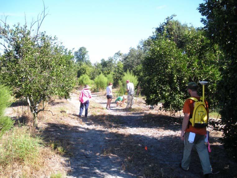 Figure 5.3. Pine Level surface survey with community members and student volunteers. Jeff Moates, on the far right, is wearing a Trimble GPS device. 31 st, 2009.