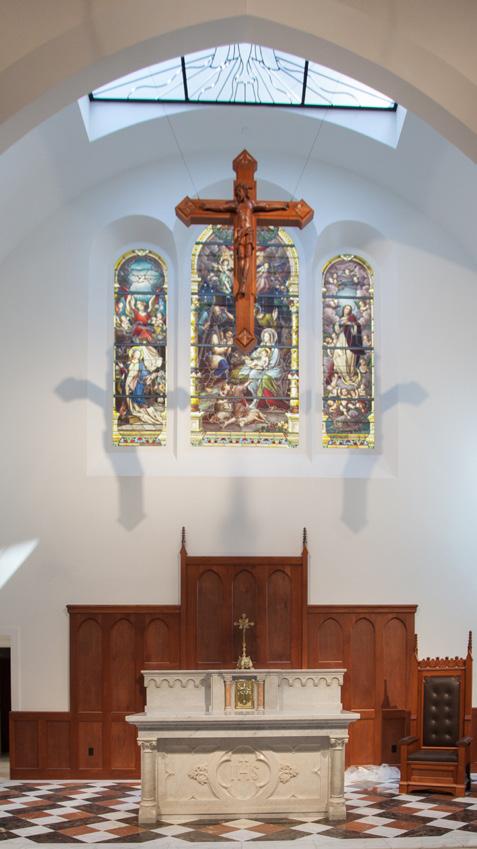 THREE NAUTICAL SYMBOLS OF SACRAMENTS Left Panel: Anchor (hope and Christ) Front Panel: Fish