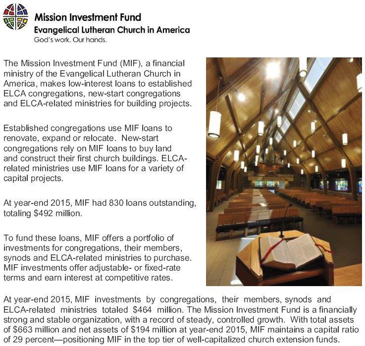 ELCA Mission Investment Fund Report of
