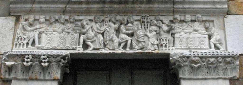 The lintel is one of two at San Salvadore in Mustolio that concern the life of St Nicholas.