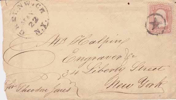 First Quarter 2015 The Confederate Philatelist 31 Figure 2: A cover with a Greenwich N.Y. May 22 circular date stamp.