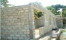Work is in progress for the construction of the roof truss for the male dormitory block No. 2.