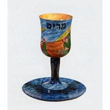 ELIJAH AND MIRIAM CUPS Ceramic Seder Plate & Miriam Cup Set Fine ceramic spring collection Seder plate and Miriam cup set.