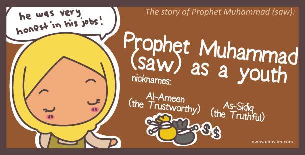 06: Prophet Muhammad (saw) as a youth As he grew up to be a youth, he became involved in trading as his profession, dealing in sale and purchase of cloth and other items.
