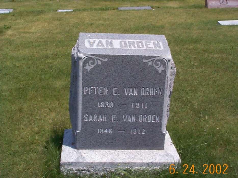 His wife Sarah Ellen McFerson Van Orden joined him in death less than a year later, on 20 July 1912.