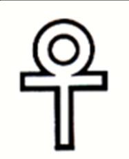 The six points of the triangles and the ankh at the center represent the seven principles of the universe.