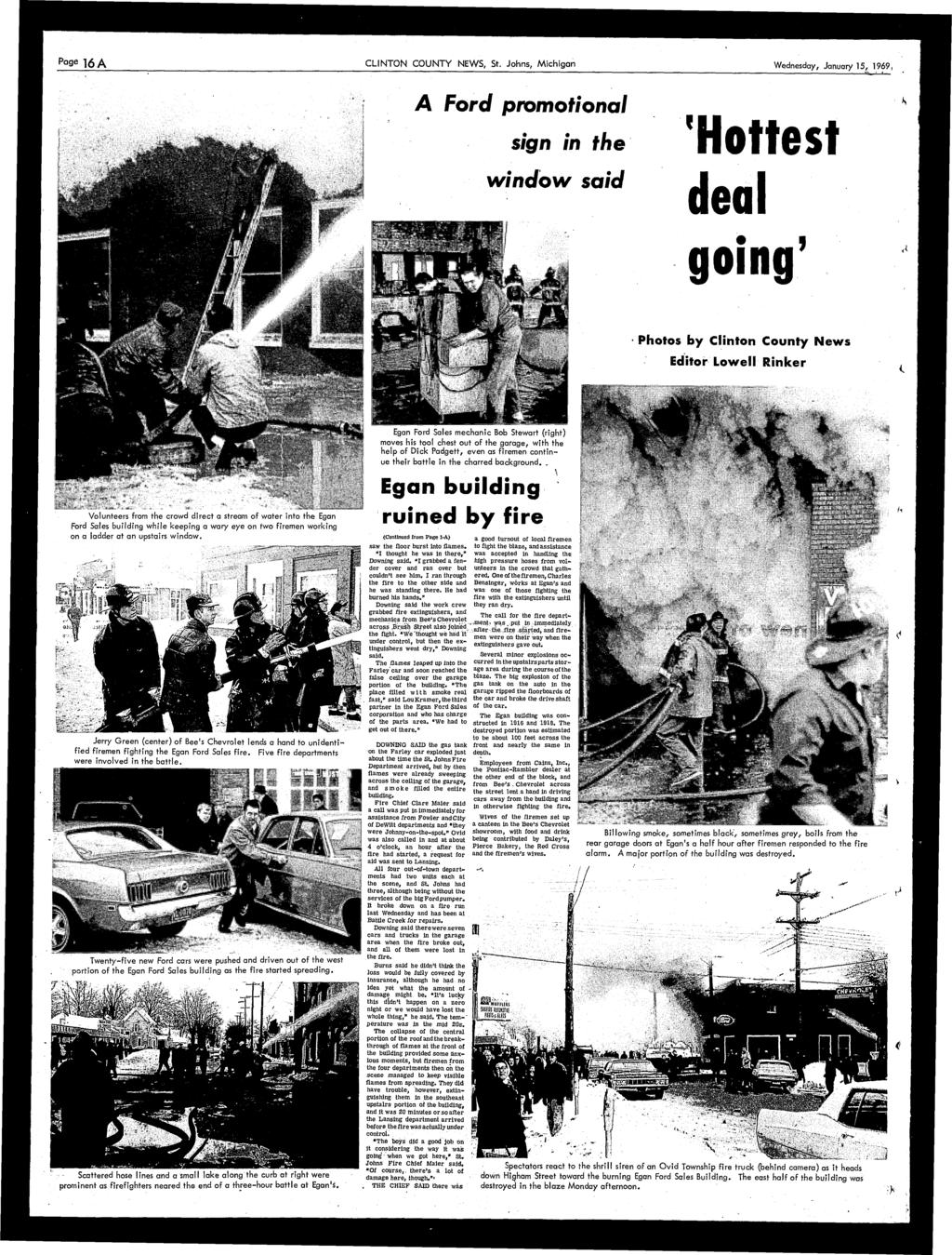 Page 16 A CLINTON COUNTY NEWS, St. Johns, Michigan Wednesday, January 15, 1969, vy.