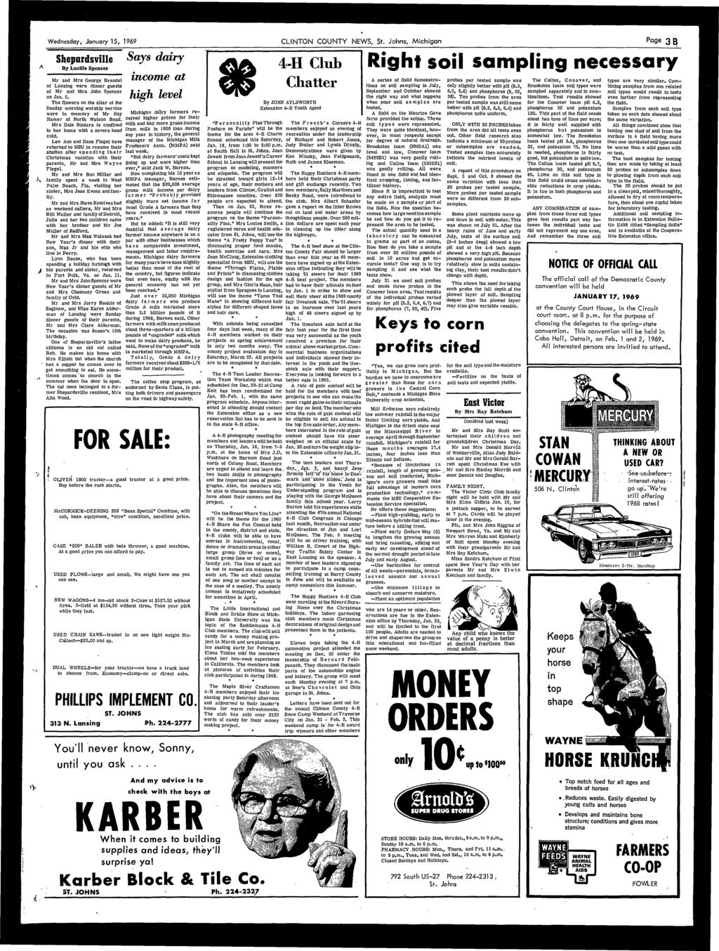 ^ Wednesday, January 15, 1969 CLINTON COUNTY NEWS, St.