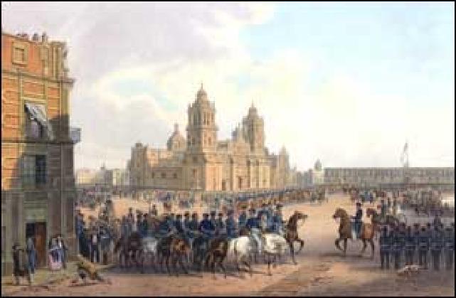 The United States accepted the challenge from Mexico and war broke out between the 2 countries in 1845. The U.S. was triumphant and soon her troops entered Mexico City.