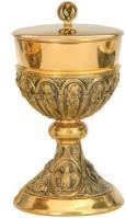 cup of precious metal which holds the consecrated Eucharist.