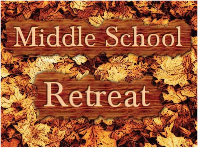 MinistryOpps&SpecialEvents... Sept. 29-30 @ Camp Willow Run Join us for our annual Fall Middle School Retreat, Sept. 29-30 at Camp Willow Run!