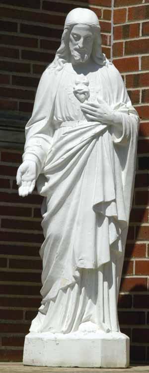 74 This statue of Jesus reveals His Sacred Heart. The Sacred Heart represents Jesus love for all.