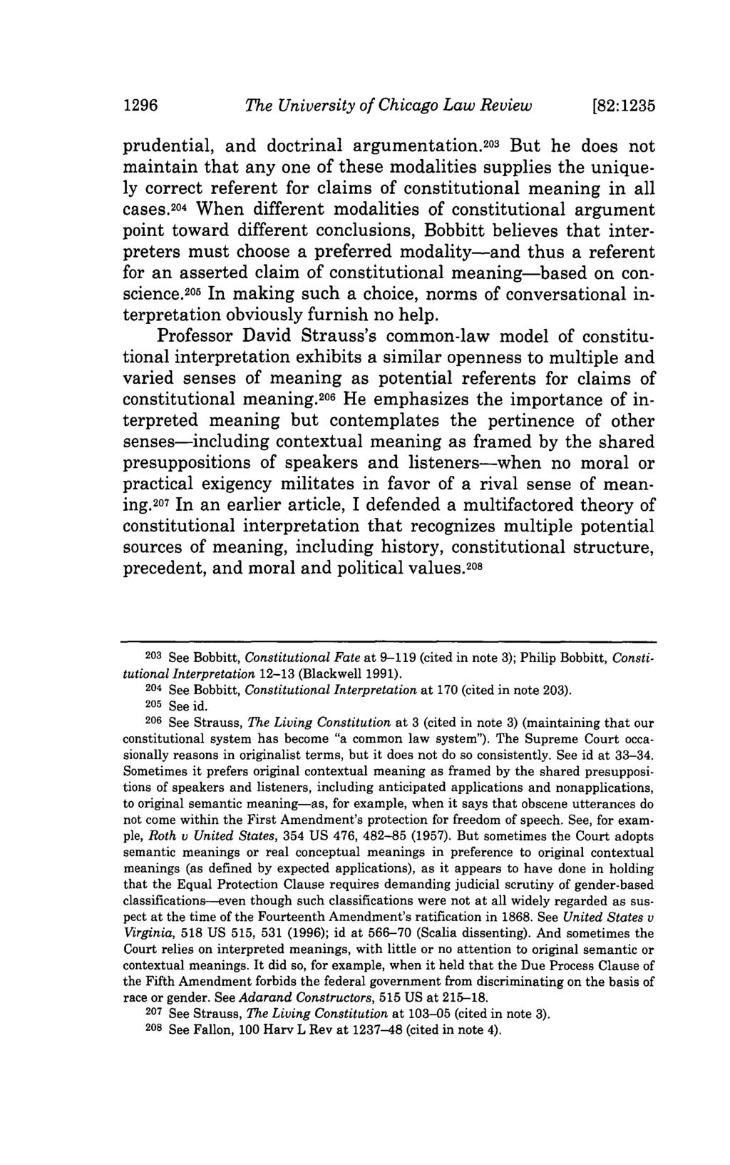 1296 The University of Chicago Law Review [82:1235 prudential, and doctrinal argumentation.