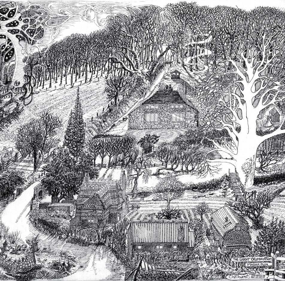 FOREST SANGHA NEWSLETTER The nuns cottages on the edge of Hammer Wood, Chithurst (detail from a larger drawing) Glossary Some of the Pali and foreign terms used in this issue of the Forest Sangha