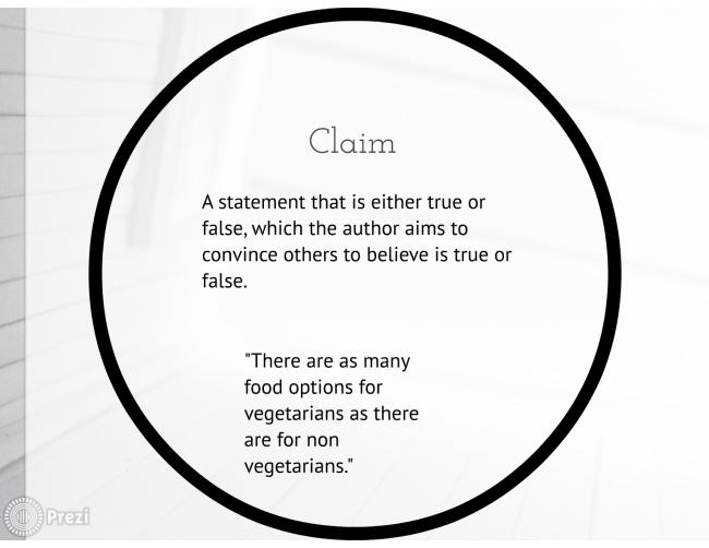 Part 2: Parts of an Argument There is the Claim, Evidence and Conclusion. Each of these components work together to help the author develop an argument.