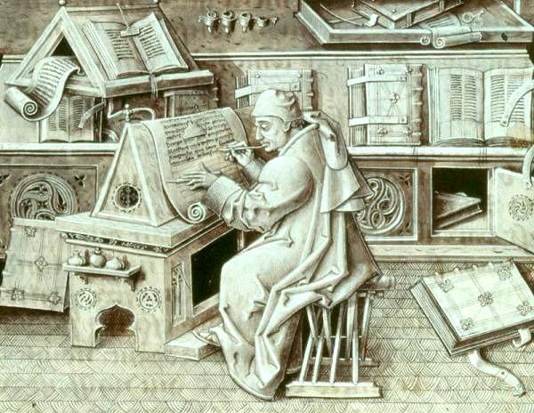A monk writing a manuscript.
