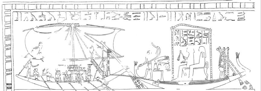 Figure 7. Procession to Abydos. Theban Tomb 82, New Kingdom. Figure 8. Procession to the Tomb and Opening of the Mouth.Vignette of Book of the Dead Spell 1, Papyrus of Nebqed, New Kingdom. 1943, pl.