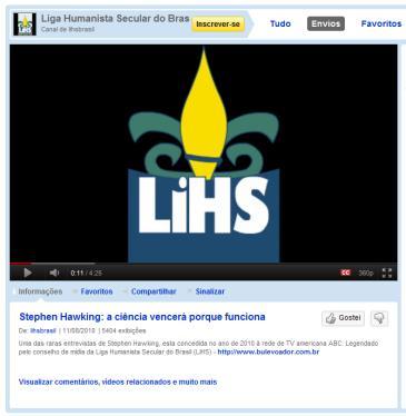 LiHS Vimeo videos are available at http://vimeo.com/bulevoador YouTube channels and videos LiHS s channels in YouTube are popular for their skeptic content in Brazil.