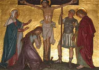THE ELEVENTH STATION: JESUS IS NAILED TO THE CROSS V: Consider Jesus, thrown down upon the cross, He stretched out His arms and offered to His eternal Father the sacrifice of His life for our