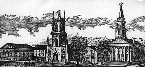 Van Raalte s first view of Detroit, 1846. Far right: Rev. George Duffield s First Presbyterian Church (Silas Farmer, History of Detroit and Michigan, 1889) De Leeuw, who had Dutch Jewish roots.