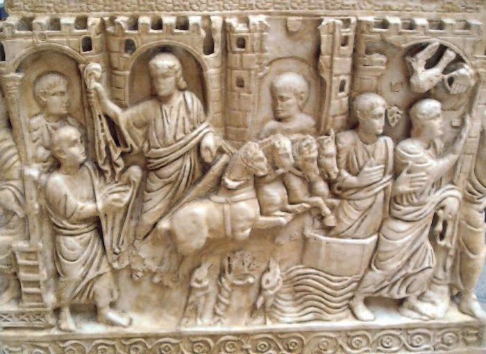 Figure 3 Cast of the so-called Sarcophagus of Stilicho. The original is in St Ambrogio Basilica in Milan. It was made in the 4 th century for a high ranking Christian.