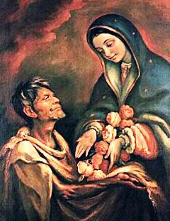 St. Juan Diego Juan Diego was born in Mexico where he lived with his uncle. One December morning while walking to church, Juan saw the Virgin Mary standing on Tepeyac hill.