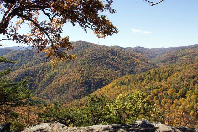 The Parkway, which follows the spine of the Blue Ridge Mountains, also parallels
