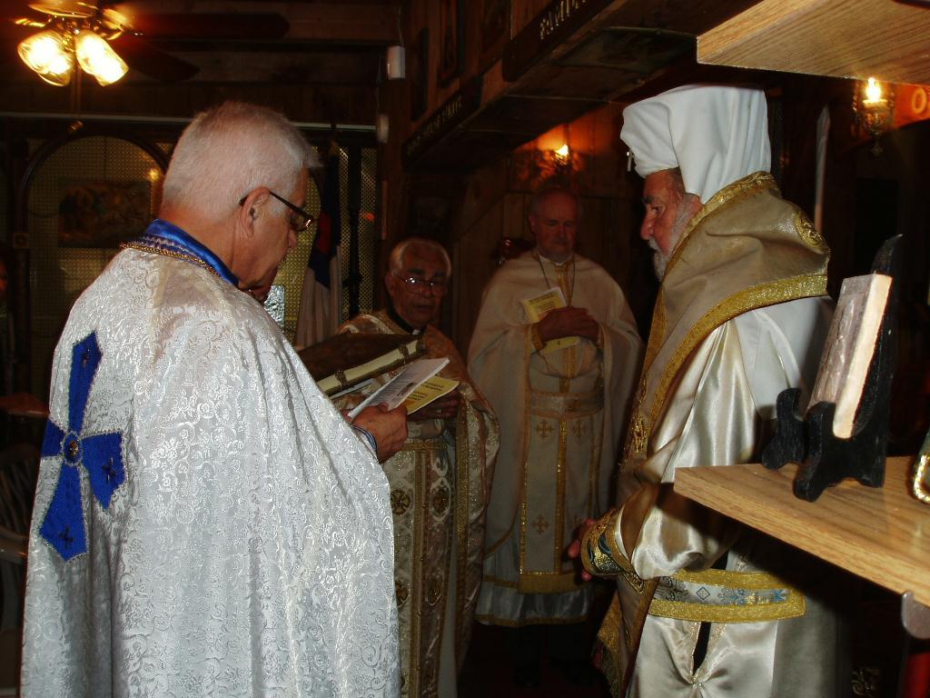 3. Conducting the Divine Liturgy at the Holy Theotokos Monastery are (from left) Fr.