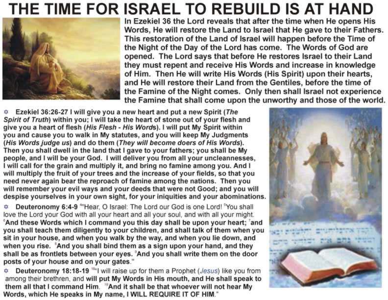Understanding of Scriptures to them. The Lord is going to deliver Israel to keep the Promise that He has made, and not one of His Promises can be broken.