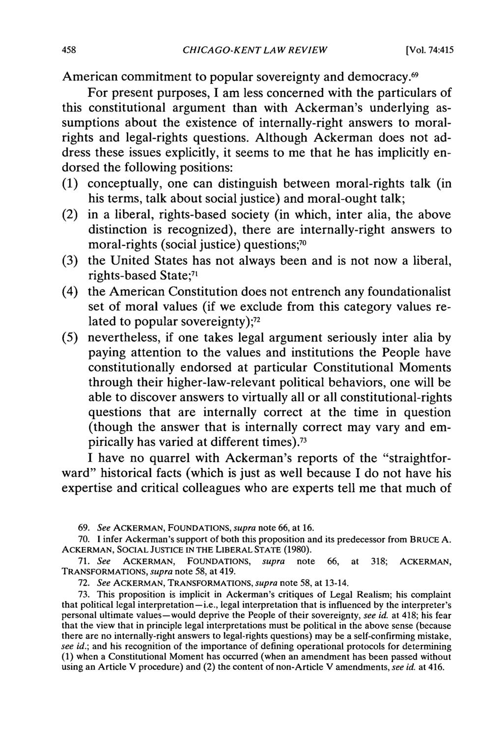 CHICAGO-KENT LAW REVIEW [Vol. 74:415 American commitment to popular sovereignty and democracy.