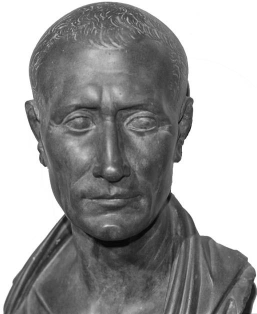 JULIUS CAESAR Figure 8.1 Early first-century ad head of Caesar, with receding hairline, from Egypt, carved in green slate, in Berlin Mu
