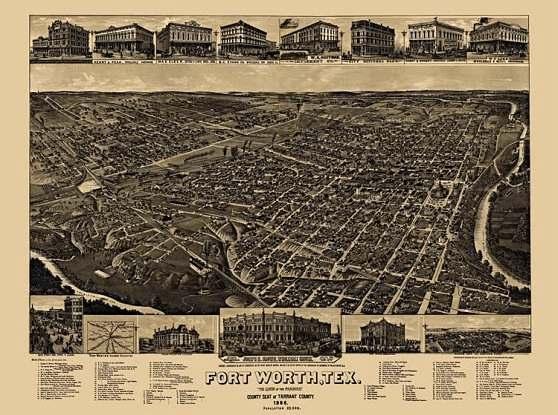 Fort Worth, Texas in 1886 during the time that Dr. I. M. Darter practiced medicine and served as City Physician.