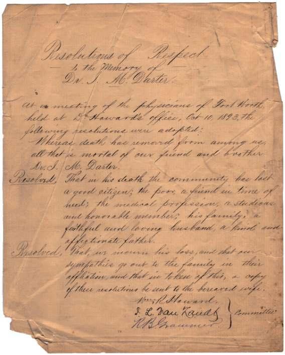 Photograph of the original Resolutions of Respect for