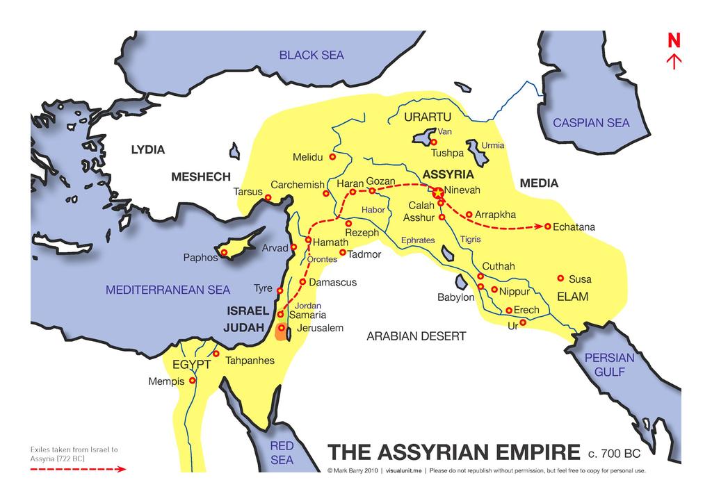 Assyria Assyrians were brutal warriors, and sacked Elam in 641 BCE Base of Power was in