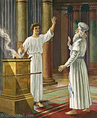 An angel visits zechariah luke 1:5-25 Zechariah was a Jewish priest who worked at the Temple in Jerusalem. One day it was his turn to burn incense in the holy room there.