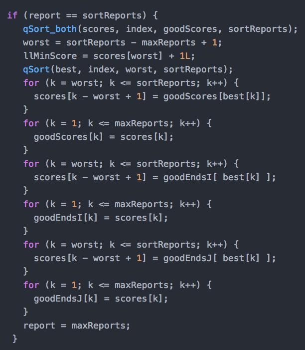 The code The code (3) Smith Waterman Algorithm -