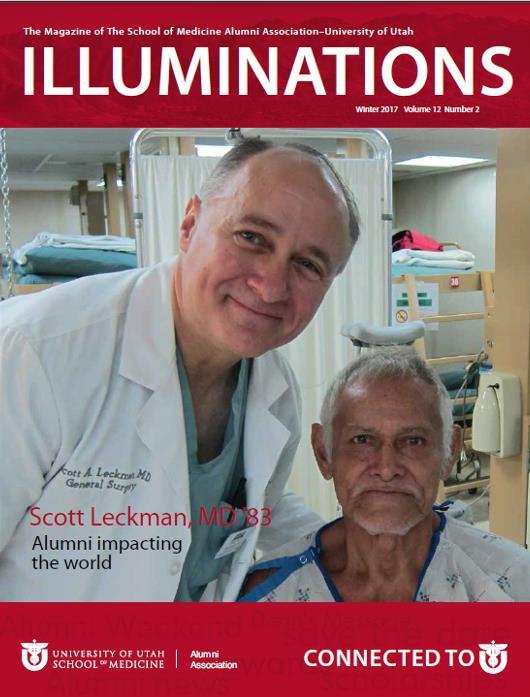 Scott Leckman Honored by U of U for Good Works Congratulations to Scott Leckman, who was recently featured in an article in ILLUMINATIONS, the magazine of the University of Utah s School of