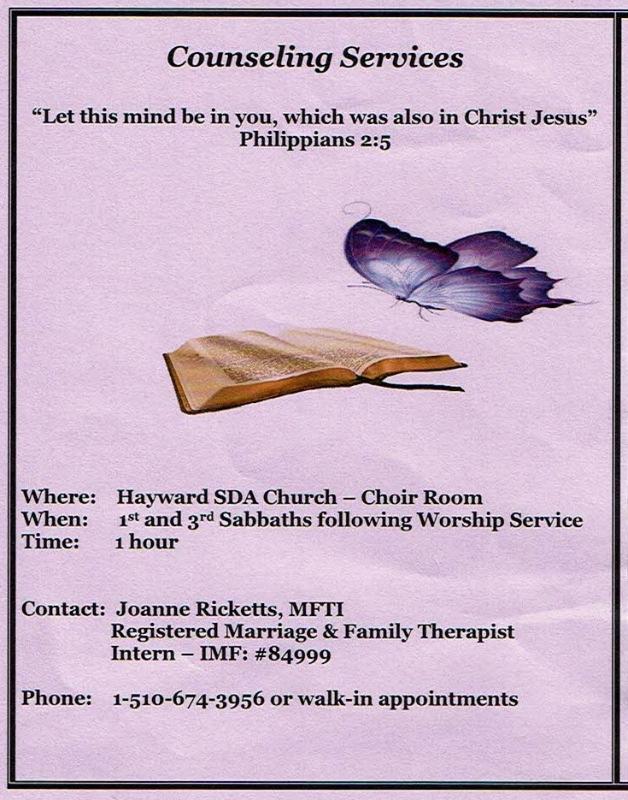 COUNSELING SERVICES This Sabbath, October 21, 2017 New Church Directory!