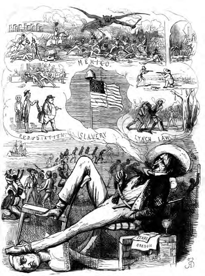 This illustration of The Land of Liberty in Punch (London) on December 4, 1847, was the subject of Douglass
