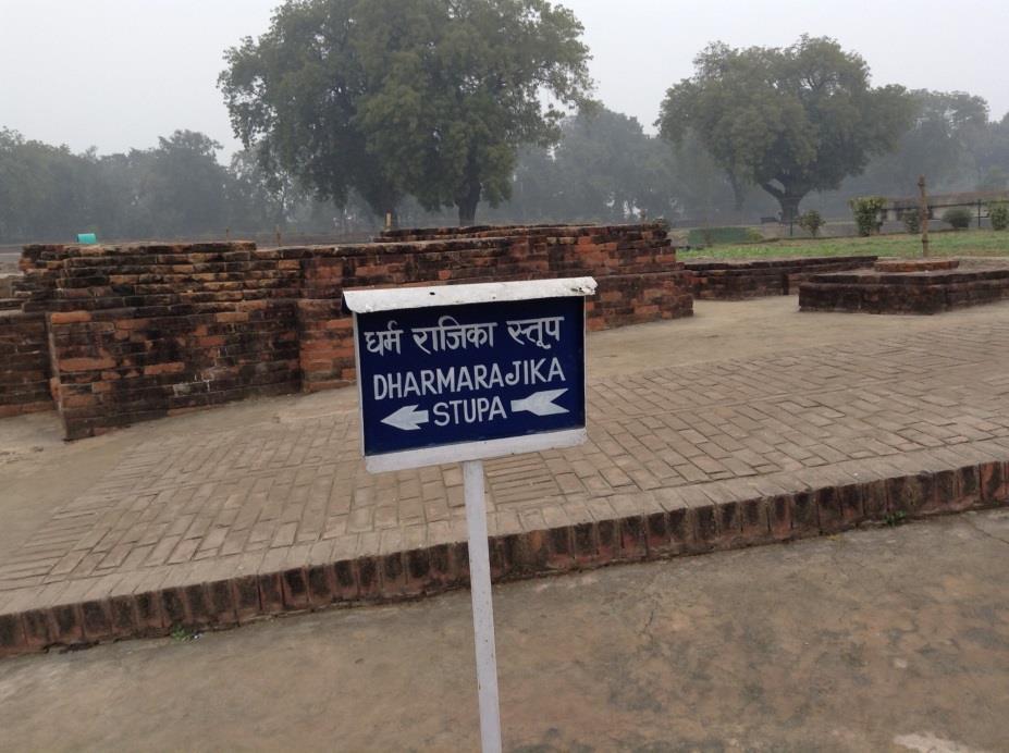 32 King Asoka built the Dhammarajika stupa to mark where Buddha gave his first turning of the wheel of Dhamma.