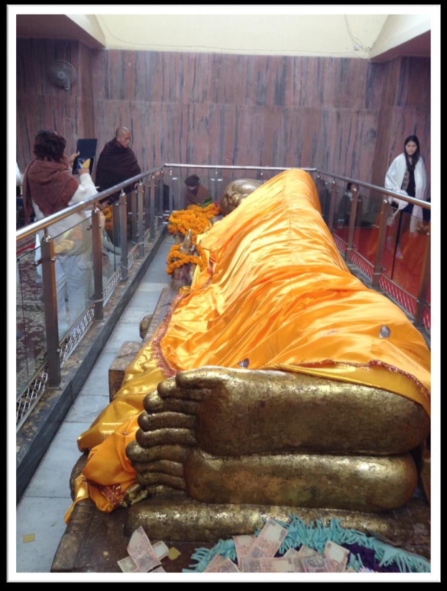 58 Parinibbhana Buddha rupas represent 3 stages of dying: a. Resting propped up on his arm. b.