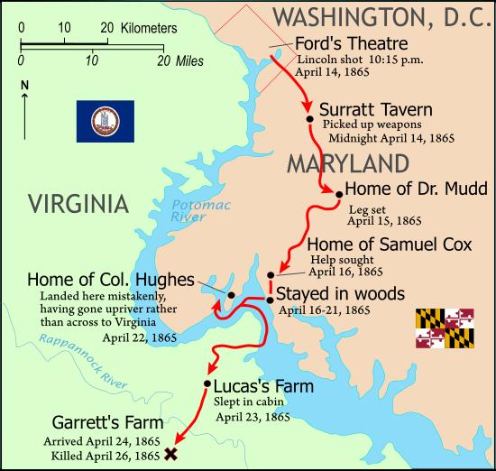Herold and Booth are Captured April 16 th -21 st Cox takes Booth and Herold to Thomas Jones, who hides the men in Zekiah Swamp near his house for five days waiting to cross the Potomac River April 22
