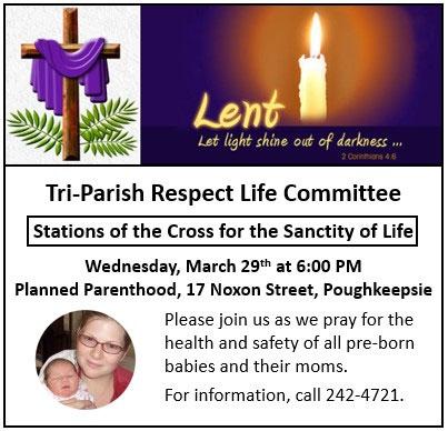 TRI - PARISH NEWS TRI - PARISH NEWS TRI-PARISH NEWS PRO-LIFE IS A CATHOLIC CONCERN ONE BEATING HEART TO ANOTHER Attend the RESPECT LIFE MEETING at St Columba 7:30pm in the Convent